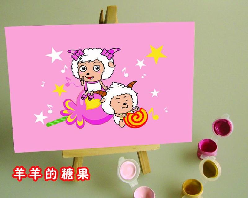 廠家供應(yīng)DIY數(shù)字油畫1015羊羊的糖果油畫