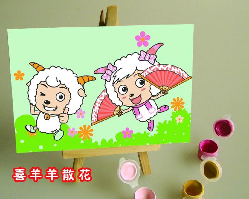 廠家供應(yīng)DIY數(shù)字油畫1015羊羊的糖果油畫