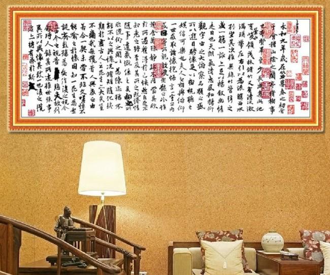 供應(yīng)蘭亭序十字繡 成品 廠家直銷 新款銷售十字繡