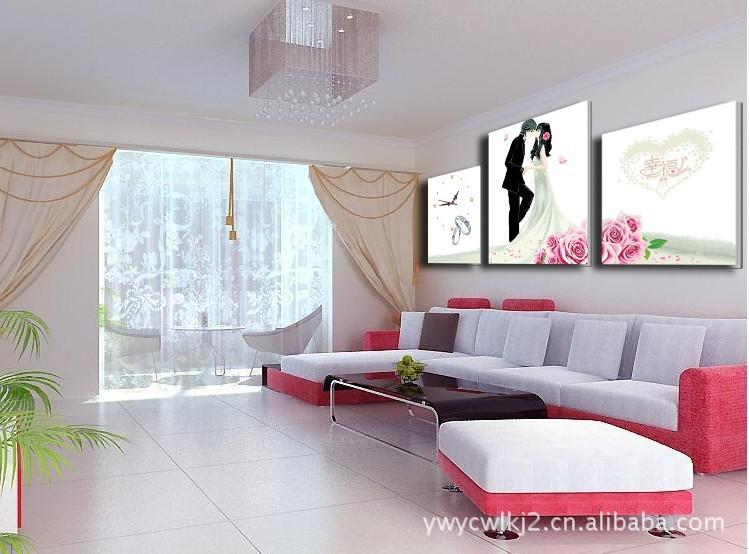 供應經典鐘表十字繡 幸福的約定 客廳三聯(lián)畫 玫瑰鉆石