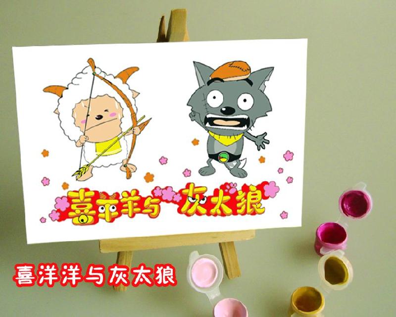 廠家供應(yīng)DIY數(shù)字油畫1015羊羊的糖果油畫