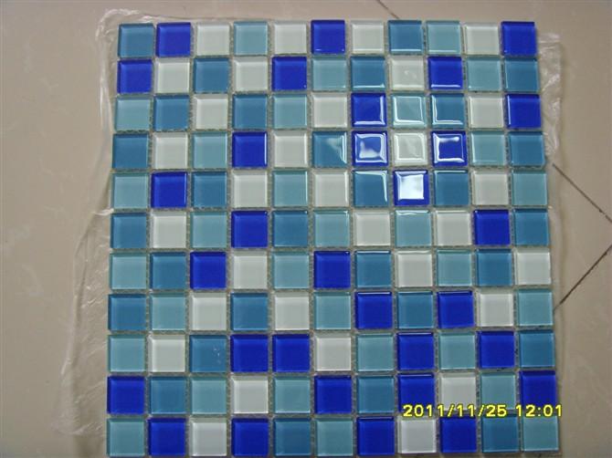 供應廣東惠州背景玻璃馬賽克，藍色馬賽克適合于泳池，體育館泳池裝飾。