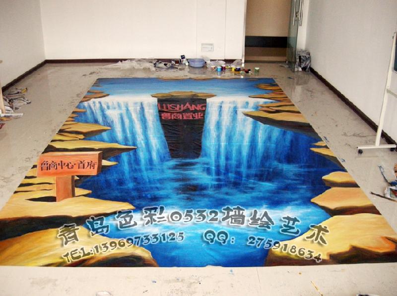 供應(yīng)青島3D地面立體畫 地面立體畫 三維立體畫 錯覺立體畫