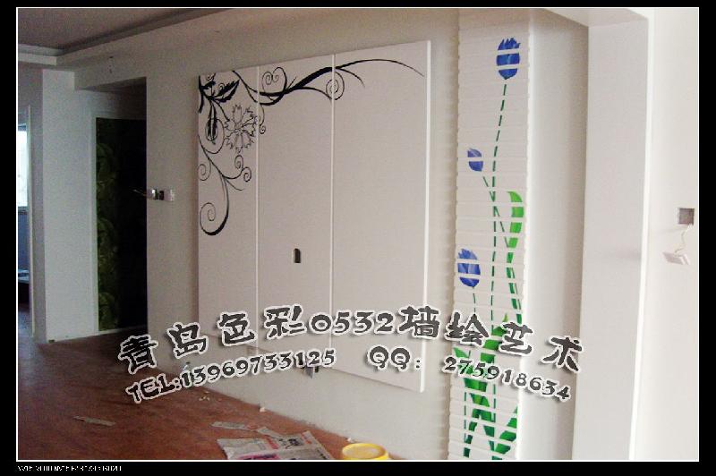 供應(yīng)青島手繪電視墻 電視墻彩繪 電視墻壁紙彩繪 供應(yīng)商