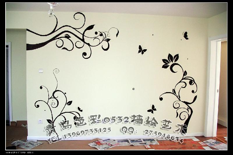 供應青島手繪電視墻彩繪哪家好價格低？青島色彩0532墻繪公司制作