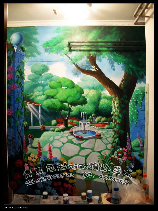 供應(yīng)青島咖啡館墻繪壁畫彩繪