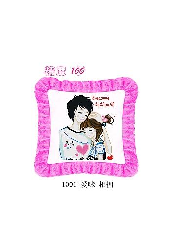 供應(yīng)精準印花花邊十字繡抱枕，義烏抱枕廠家