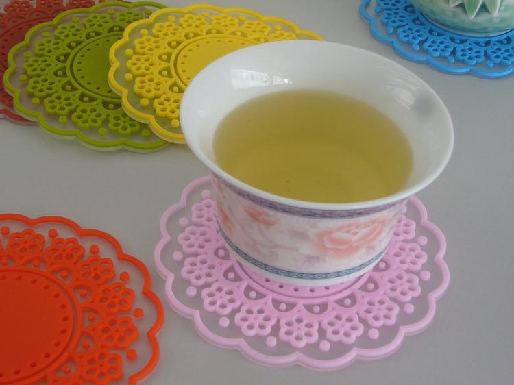 供應創(chuàng)意家居杯墊｜硅膠杯墊｜半透明蕾絲杯墊6色