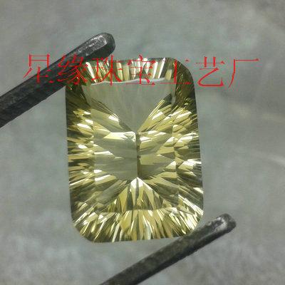 天然檸檬晶八角形千禧工凹切圖片