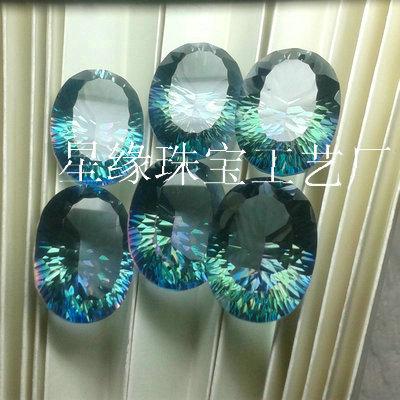 供應(yīng)綠色水晶｜千禧工｜白水晶電鍍草綠