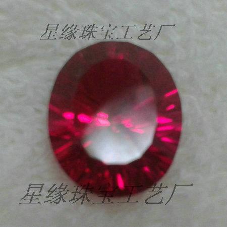 供應(yīng)人造紅剛玉紅寶石千禧切工
