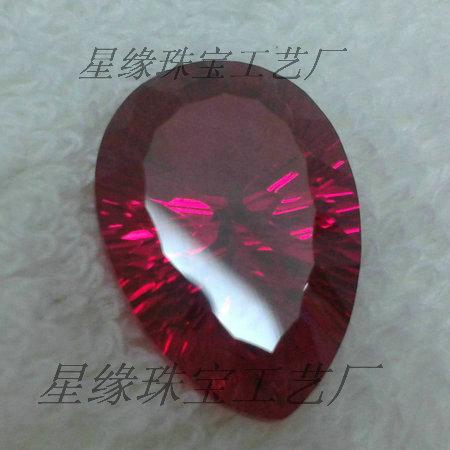 供應(yīng)人造紅剛玉紅寶石千禧切工