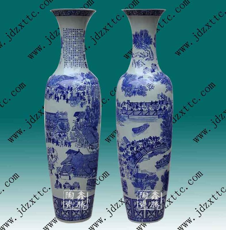 供應(yīng)景德鎮(zhèn)清明上河圖大花瓶 青花大花瓶