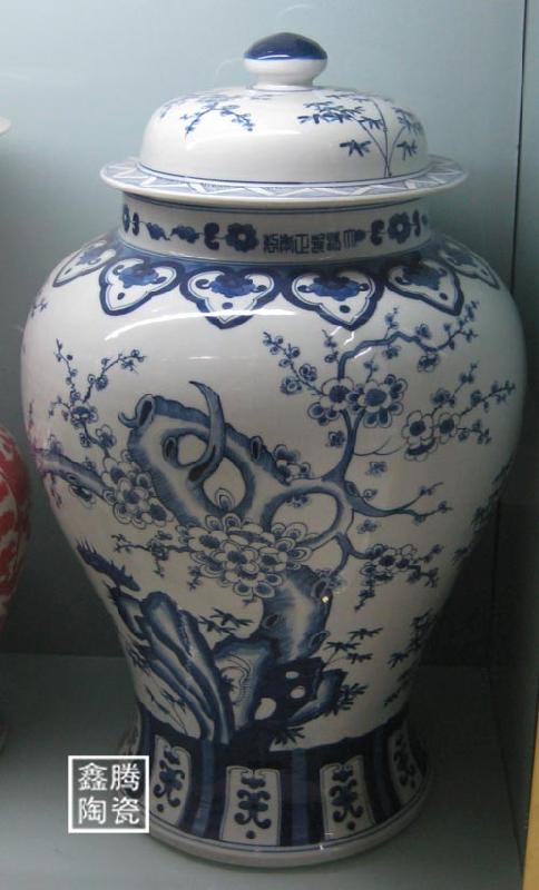 供應(yīng)景德鎮(zhèn)青花仿古將軍罐鑫騰陶瓷