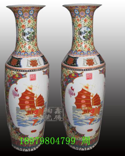 供應(yīng)青花粉彩大花瓶/白地青花瓷