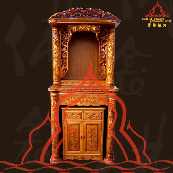 風水花荷花柱套柜佛龕圖片