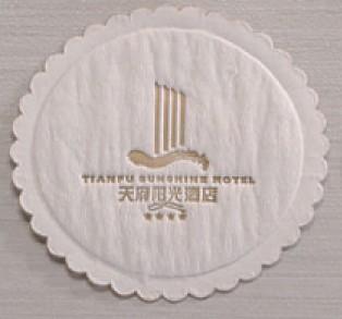 供應(yīng)酒店賓館一次性吸水杯墊定制專版款 直徑85mm圓形杯墊