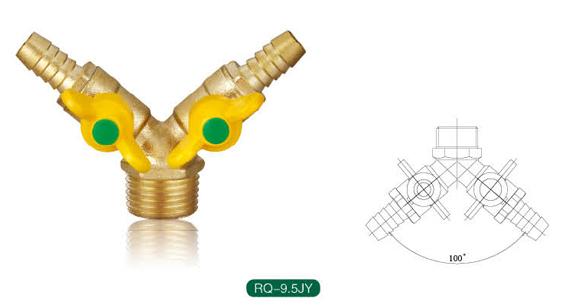 供应外牙蝶柄双联燃气阀,利水阀门,九星铜球阀图片