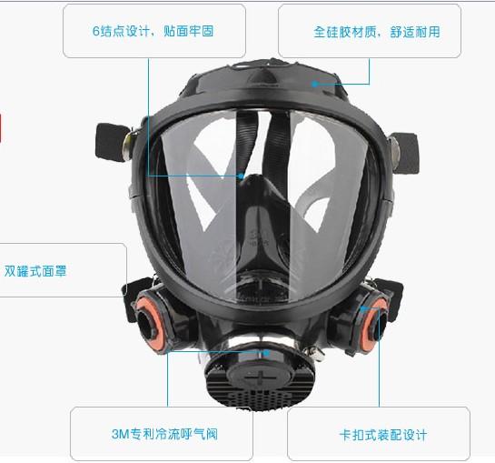 3M7800硅胶全面型防毒面具图片