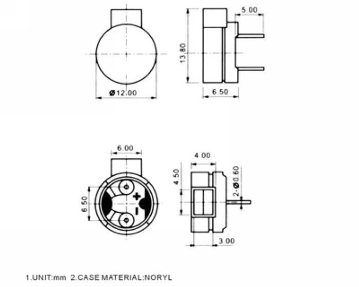 供應(yīng)Φ12×7.5電磁無源側(cè)發(fā)音一體蜂鳴器
