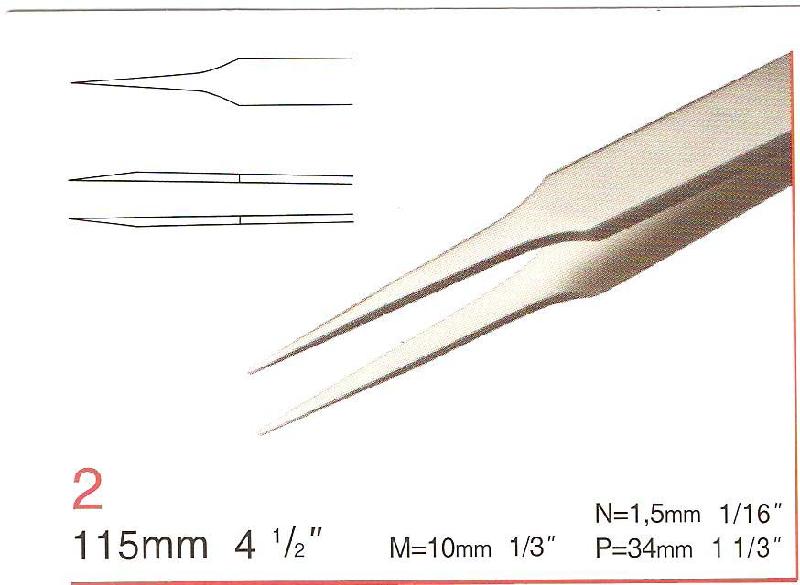 瑞士Rubis极细尖头弯曲有角度镊子图片