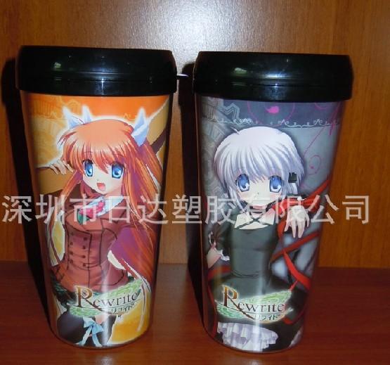 供應(yīng)動(dòng)漫美女系列雙巴克廣告杯 時(shí)尚星巴克風(fēng)咖啡杯