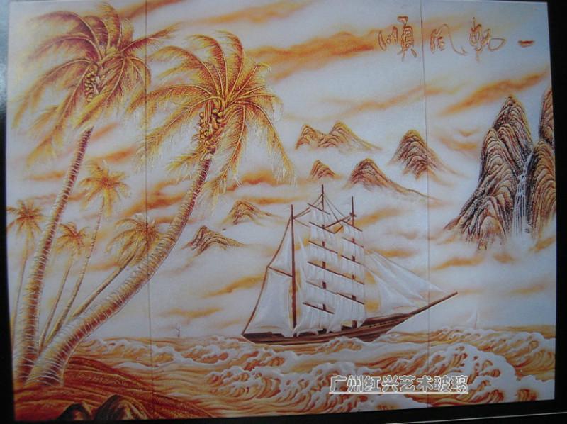 供應一帆風順馬到成功和為貴福臨門中國傳統(tǒng)藝術玻璃寓意深刻