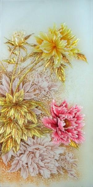 供應(yīng)百合牡丹魚蘭花背景隔斷