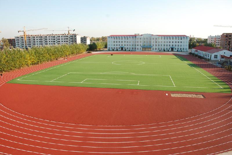 供应石家庄塑胶跑道透气型塑胶跑道建设塑胶球场跑道运动场跑道公司图片