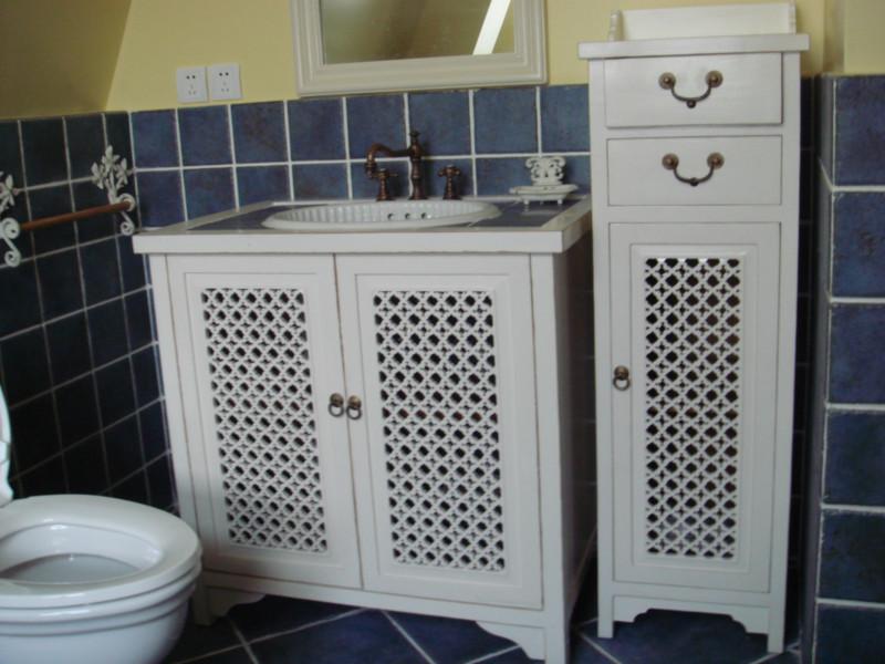 上海老榆木西式臺(tái)盆柜圖片