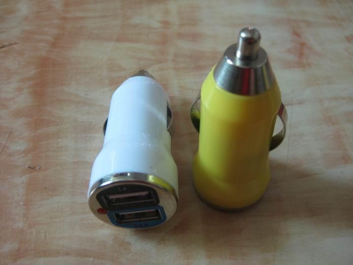 足5V2.1A雙usb車充廠家 *頭雙USB車載點煙器 車充