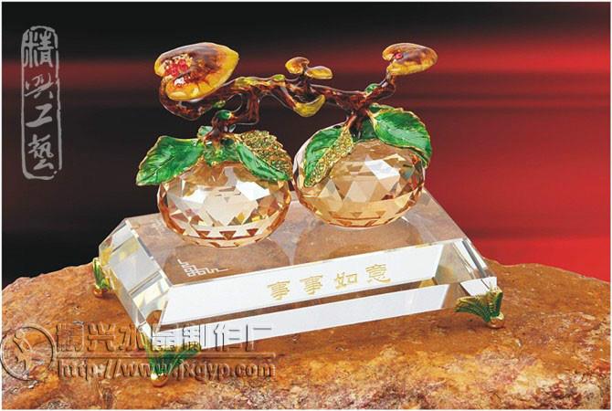 供應(yīng)廣州精興水晶家庭擺件如意琉璃果盤(pán)