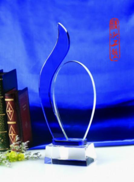 藍(lán)水晶獎杯水晶獎牌廣州精興圖片