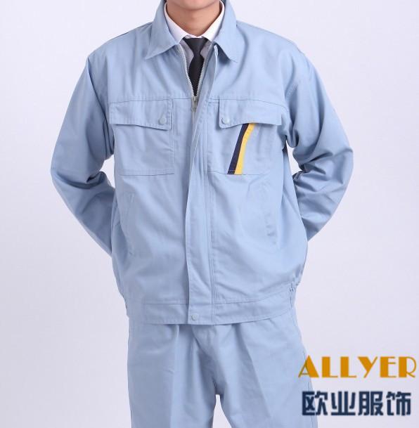 供应t/c65/35涤棉纱卡工作服秋冬款长袖加厚定做