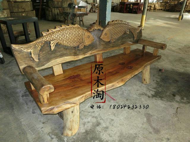 供應(yīng)樟木雕花長椅、浮雕魚公園椅、戶外沙發(fā)椅YMT0110