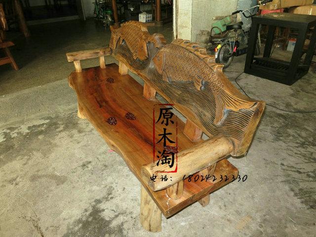 供應(yīng)樟木雕花長椅、浮雕魚公園椅、戶外沙發(fā)椅YMT0110