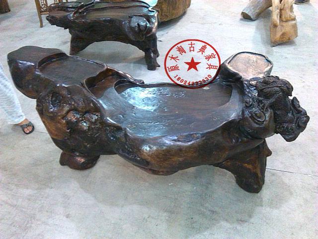 供應(yīng)樟木根雕茶幾，實(shí)木茶臺，原生態(tài)茶幾，浮雕金蟾招財(cái)茶幾