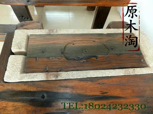 供應老船木石槽茶幾功夫茶幾個性茶桌