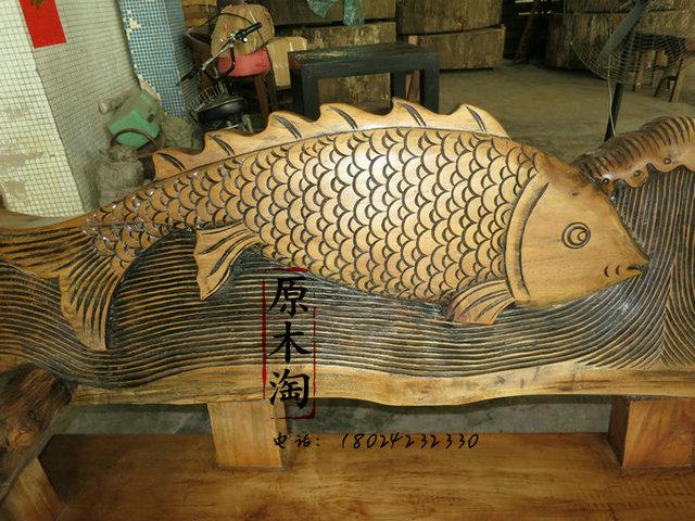 供應(yīng)樟木雕花長椅、浮雕魚公園椅、戶外沙發(fā)椅YMT0110