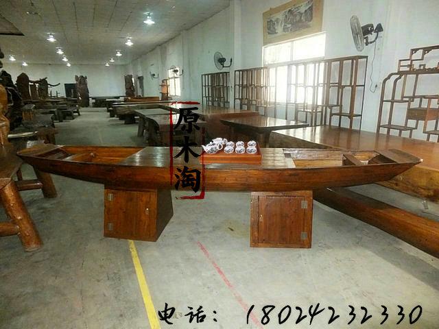 供應(yīng)榆木船形茶幾創(chuàng)意茶桌茶臺(tái)、4米長(zhǎng)大工夫茶幾