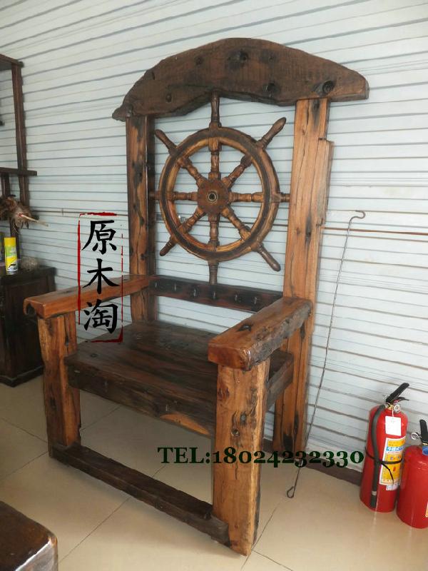 供應(yīng)老船木靠背椅掌舵主人椅，扶手椅，沉船木椅子