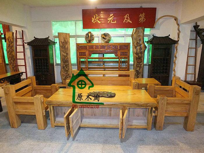 供應(yīng)香樟木茶桌沙發(fā)椅五件套、成套住宅家具，YMT0581