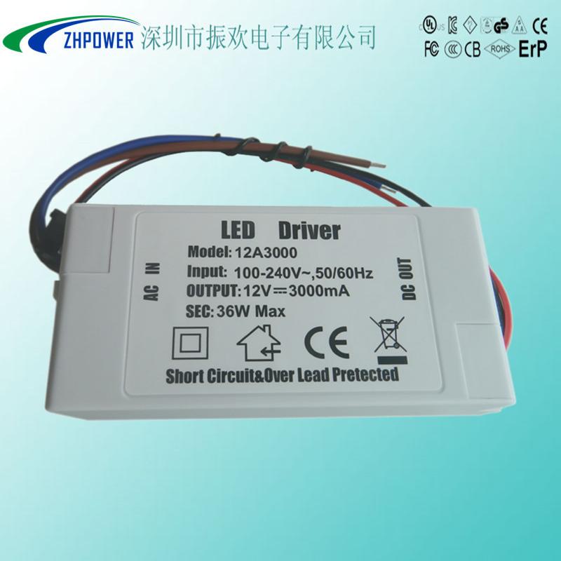 36W12V3A天花灯LED恒流驱动电源供应36W12V3A天花灯LED恒流驱动电源