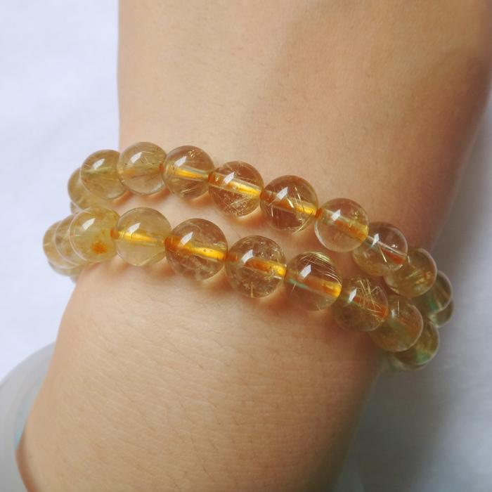 供應(yīng)天然黃發(fā)晶手鏈8MMQQ2501326982招財辟邪發(fā)晶手鏈