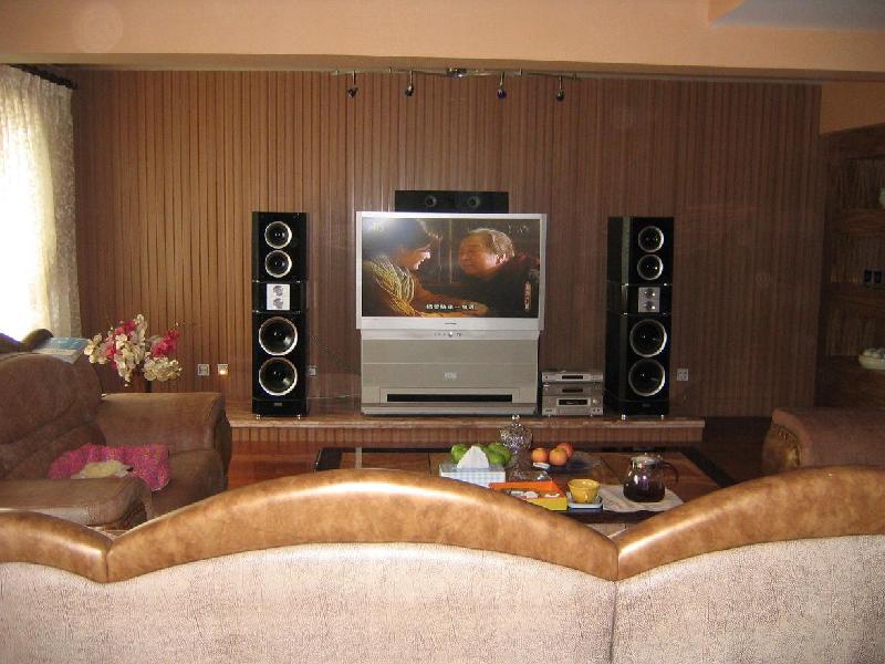 濟南品牌生態(tài)木家庭裝修影視墻定制圖片