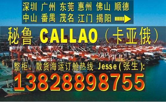 供应东莞广州深圳到秘鲁CALLAO卡亚俄的国际海运代理公司