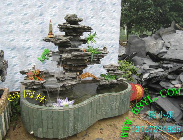 供應(yīng)客廳擺設(shè)英石移動(dòng)假山魚池 流水水景園林造景