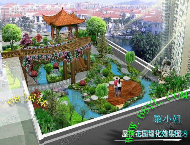 供應花園別墅效果圖設計 水景流水綠化田園景觀
