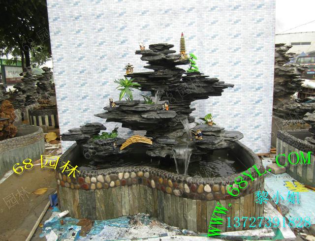 供應(yīng)客廳擺設(shè)英石移動(dòng)假山魚池 流水水景園林造景
