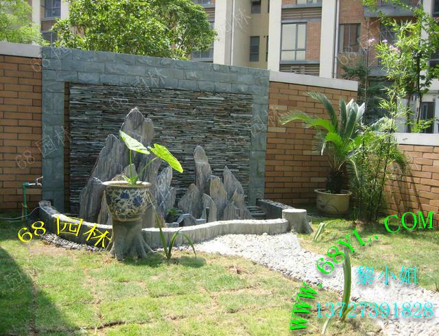 供應戶外花園陽臺擺設水幕墻 盆景假山綠化田園景觀